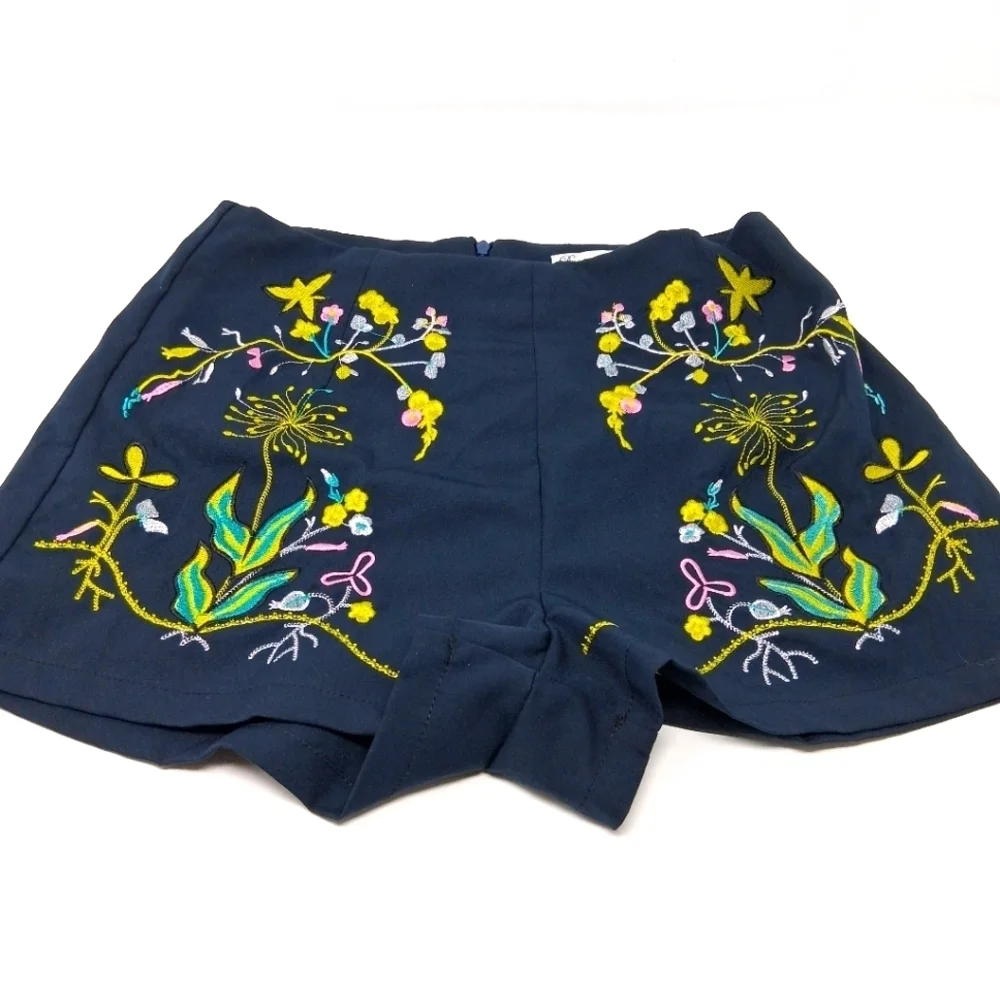 NWOT Dygarni Royal Blue Embroidered Dressy Shorts Size L